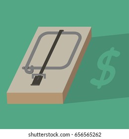 Trap with long shadow form dollar money