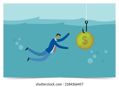 A Trap To Lure Businessmen With Money, Vector Illustration Design