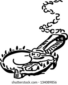 A trap on bears - black and white illustration