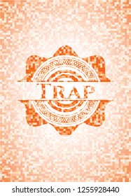 Trap orange mosaic emblem with background