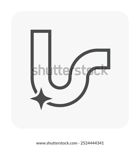 Trap pipe in cross section view vector icon. New clean of inside. Equipment for install under sink and floor drain for sewage, water drainage from kitchen, bathroom, toilet and shower room.