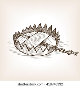 Trap sketch style vector illustration. Old engraving imitation. 
