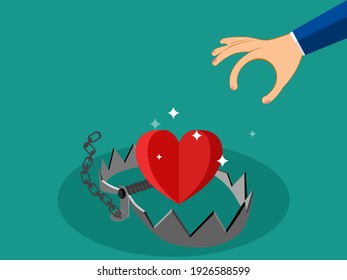 trap that uses the heart as bait. Deception Concept Vector Illustration