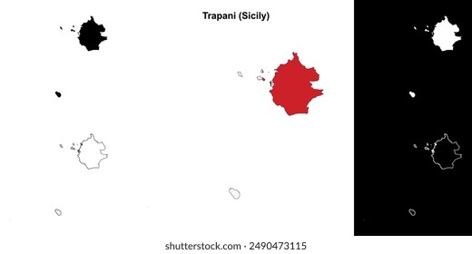 Trapani province outline map set