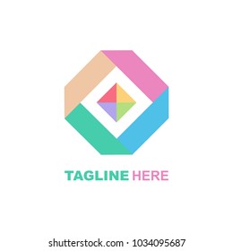 Trapesium Flat Colorful Logo