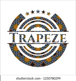 Trapeze arabic badge background. Arabesque decoration.