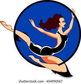 Trapeze artist with hoop