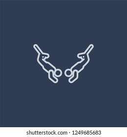 Trapeze artist icon. Trapeze artist linear design concept from Circus collection. Simple element vector illustration on dark blue background.