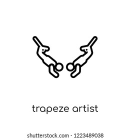 trapeze artist icon. Trendy modern flat linear vector trapeze artist icon on white background from thin line Circus collection, outline vector illustration