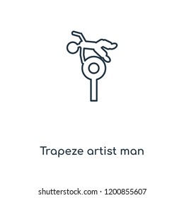 Trapeze artist man concept line icon. Linear Trapeze artist man concept outline symbol design. This simple element illustration can be used for web and mobile UI/UX.