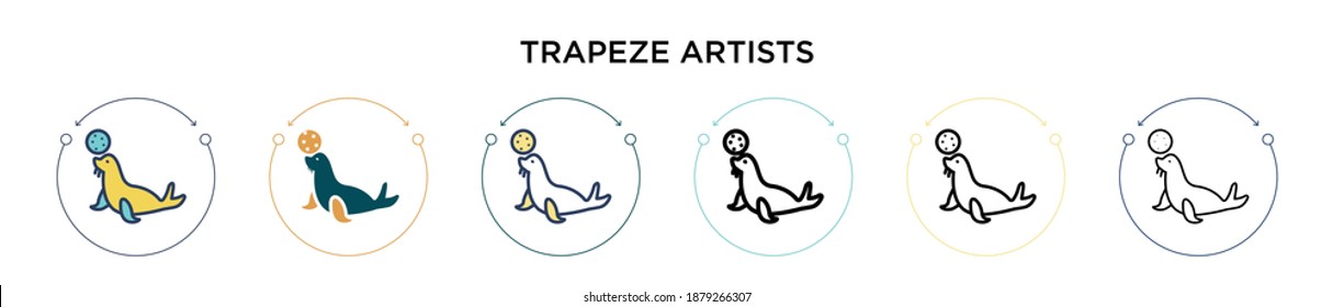 Trapeze artists icon in filled, thin line, outline and stroke style. Vector illustration of two colored and black trapeze artists vector icons designs can be used for mobile, ui, web