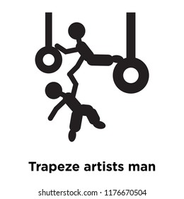 Trapeze artists man icon vector isolated on white background, logo concept of Trapeze artists man sign on transparent background, filled black symbol