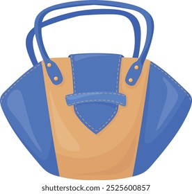 Trapeze bag cartoon icon. Leather blue purse isolated on white background