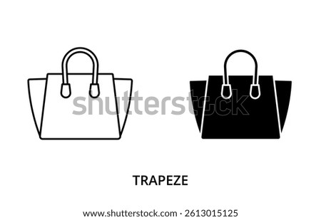 Trapeze bag icon, line editable stroke and silhouette
