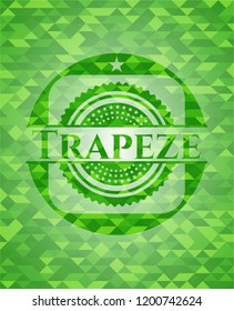 Trapeze green emblem. Mosaic background