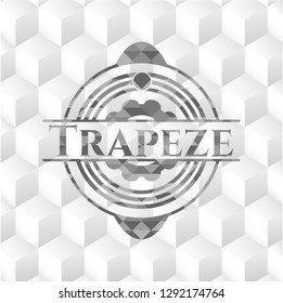 Trapeze grey emblem. Retro with geometric cube white background