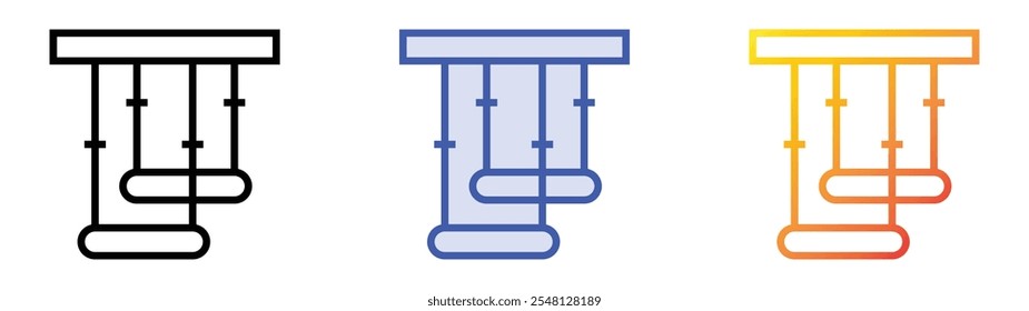 Trapez-Symbol. Lineares, blaues Füllungs- und Farbverlauf-Design einzeln auf weißem Hintergrund