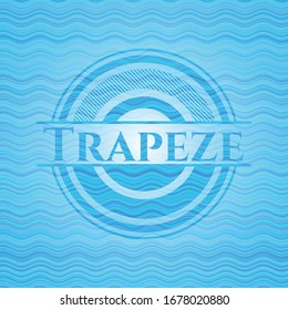 Trapeze light blue water wave emblem. Vector Illustration. Detailed.