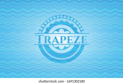 Trapeze light blue water wave emblem background. Vector Illustration. Detailed.