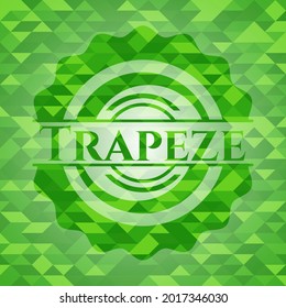 Trapeze realistic green mosaic emblem. Vector Illustration. Detailed. 