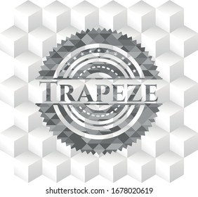 Trapeze realistic grey emblem with cube white background