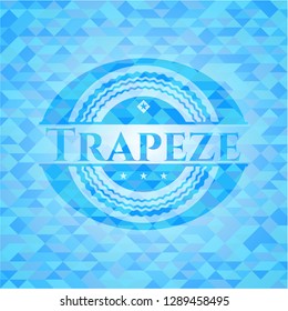 Trapeze realistic sky blue emblem. Mosaic background