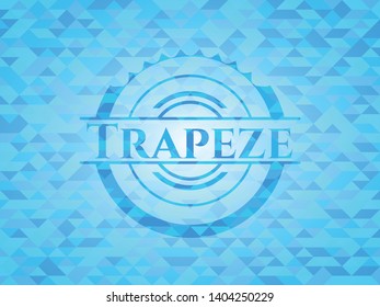 Trapeze realistic sky blue mosaic emblem