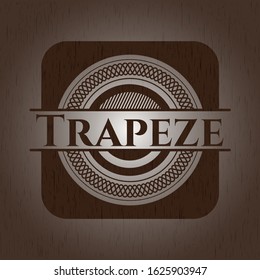 Trapeze realistic wood emblem. Vector Illustration.