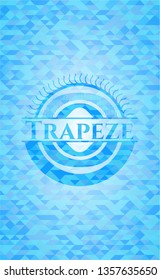 Trapeze sky blue emblem with mosaic background