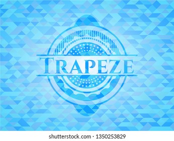 Trapeze sky blue emblem with triangle mosaic background