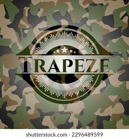 Trapeze written on a camouflage texture. Vector Illustration. Detailed. 