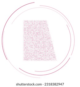 The trapezium symbol filled with pink dots. Pointillism style. Vector illustration on white background