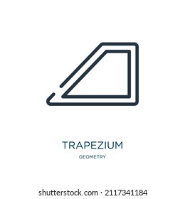 trapezium thin line icon. school, geometric linear icons from geometry concept isolated outline sign. Vector illustration symbol element for web design and apps.