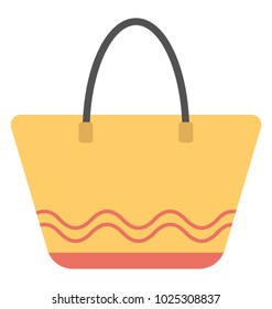 
Trapezoid bag. Yellow trapezoid bag, flat vector icon 
