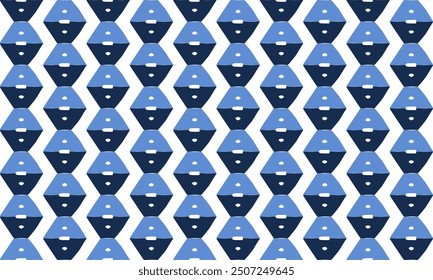 trapezoid, blue and white texture, two tone blue diamond checkerboard repeat pattern, replete image, design for fabric printing, cross symbol, hexagon