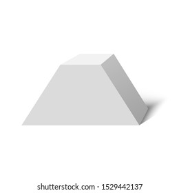 Trapezoid box. White polyhedron. Hexahedron. Package. Vector illustration.