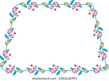 Trapezoid Frame flower frame wreath floral leaf borders colorful natural cute blossom love green pink decoration wedding card anniversary celebration greeting success birthday valentine Christmas