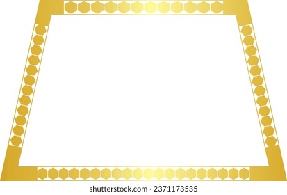 Trapezrahmen Polygon Form Hexagon Goldener Bilderrahmen Luxus goldener Rahmen Goldener Rahmen Goldener Vektor Royals Grenz-Rahmendekoration Dekorationselement isolierter Hintergrund Grußbanner