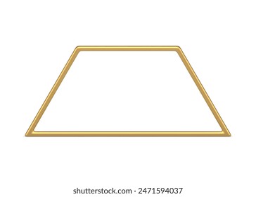 Trapez Golden Frame 3D Dekorelement Minimalistische geometrische Form Realistische Vektorillustration. Polygonaler Premium-Rahmen für dekoratives Präsentationsdesign isoliert