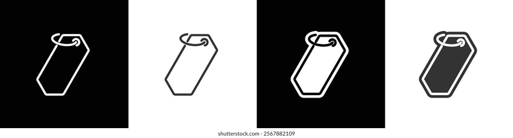 Trapezoid price tag line and flat icon. Price tag icon vetor illustration in black white and transparent background. Eps10