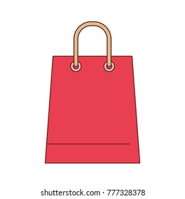 trapezoid shopping bag icon with handle in colorful silhouette