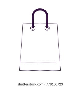 trapezoid shopping bag icon with handle in purple dotted silhouette