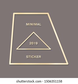 Trapezoid sticker beige gradient minimal symbol. Bright conceptual design, tag colors vector.