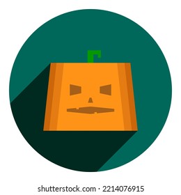 trapezoidal pumpkin. trapezoid, halloween pumpkin icon in flat style. flat blue, mint with long shadow logo. halloween icon. web browser icon.