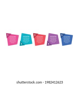 trapezoidal square infographic template. five options information template. web, annual report, magazine, internet infographic template