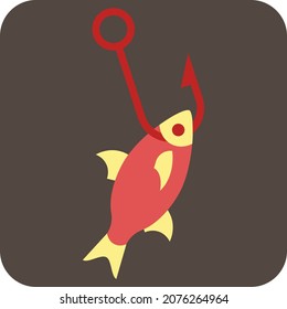 Pescado atrapado, ilustración, vector, sobre fondo blanco.