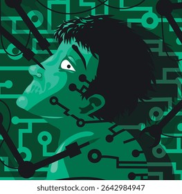 trapped in technology man with no mouth