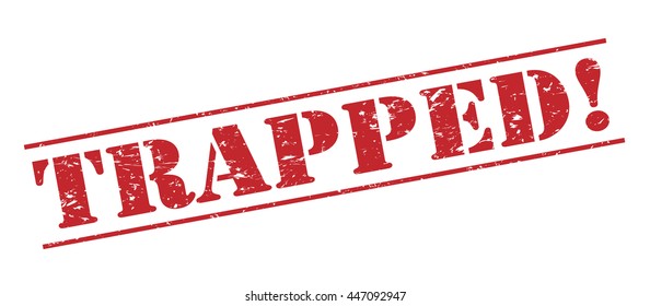 trapped! vector stamp on white background