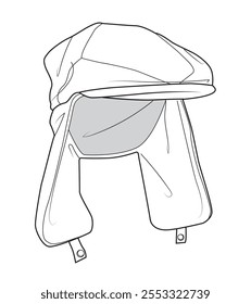 Trapper newsboy caps mockup template vector design.