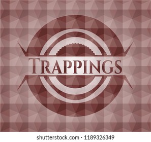 Trappings red seamless badge with geometric pattern background.